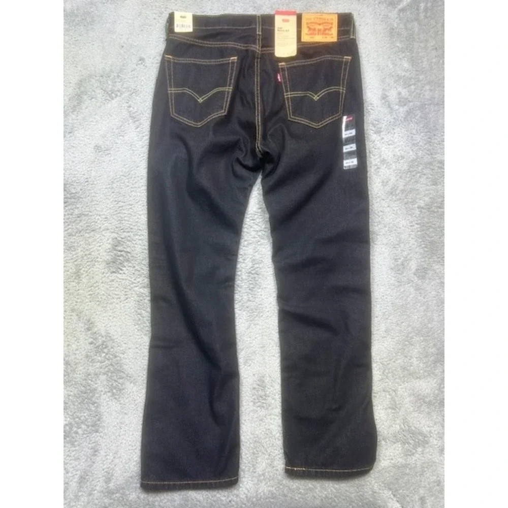 Levi's 505 Jeans Men's 34X30 Blue Dark Wash Denim Regular Eco Ease IRREGULAR NEW